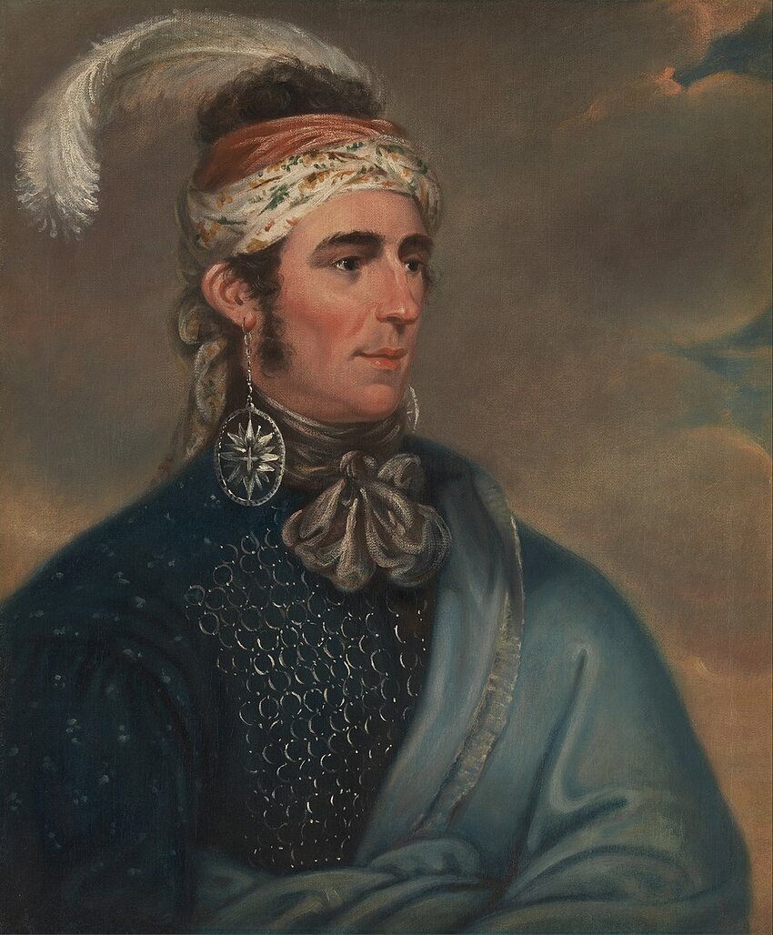 Portrait of Major John Norton (Teyoninhokarawen), Mohawk chief, by Mather Brown